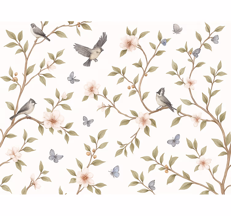 Birds in wallpaper vintage blossom bird - TenStickers