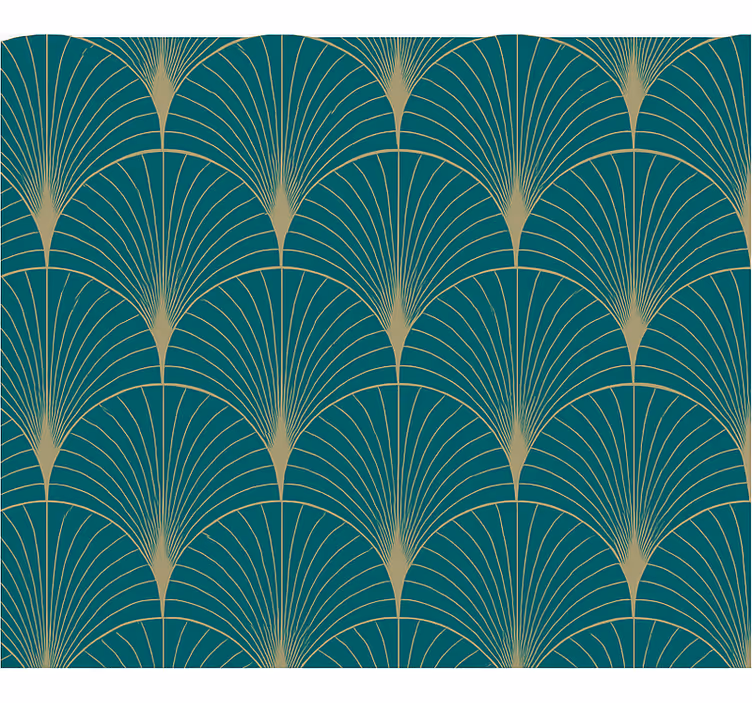 Master bedroom wallpaper blue gold artistic decor - TenStickers