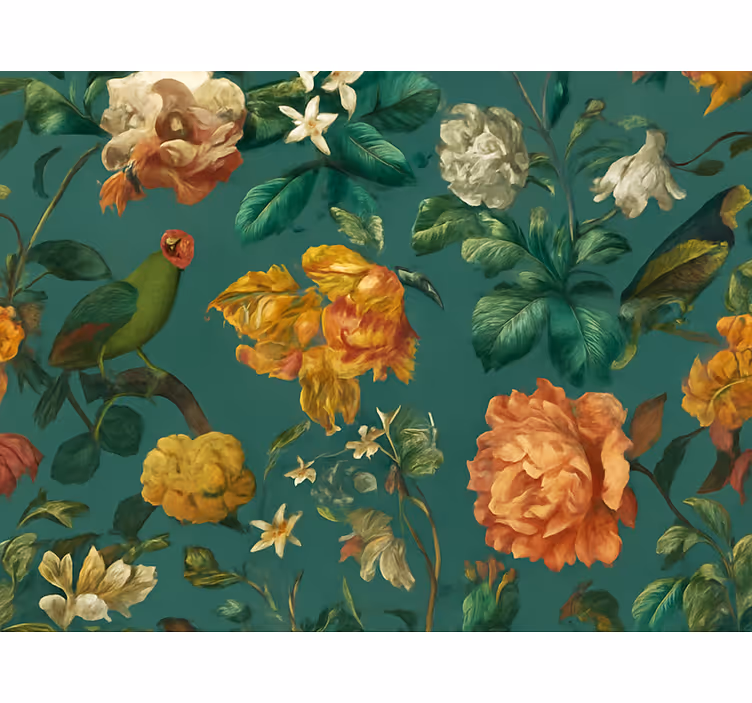 Master bedroom wallpaper dark floral design - TenStickers