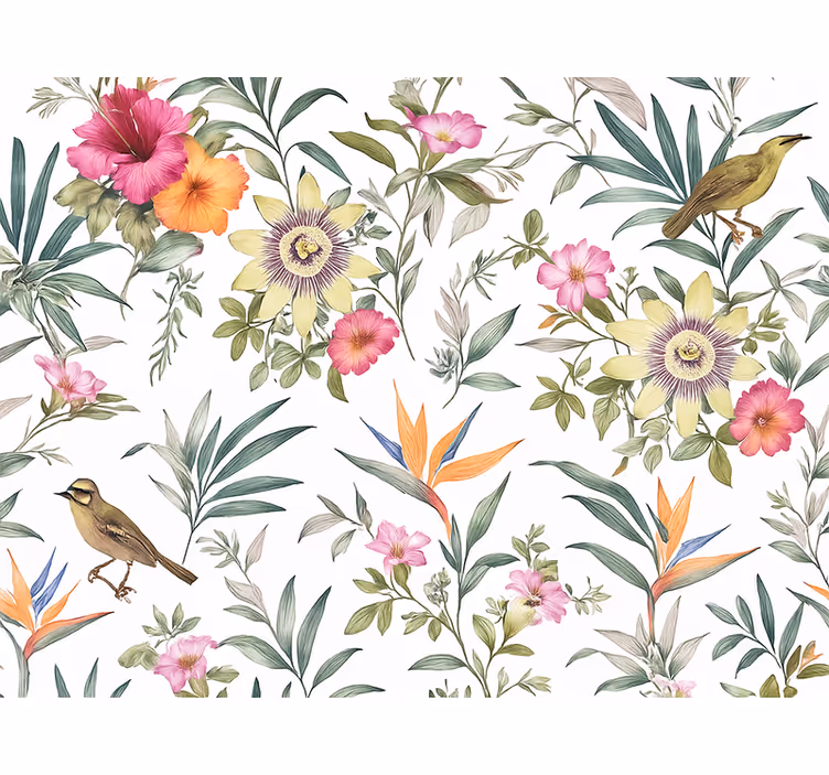 Master bedroom wallpaper blue floral design - TenStickers