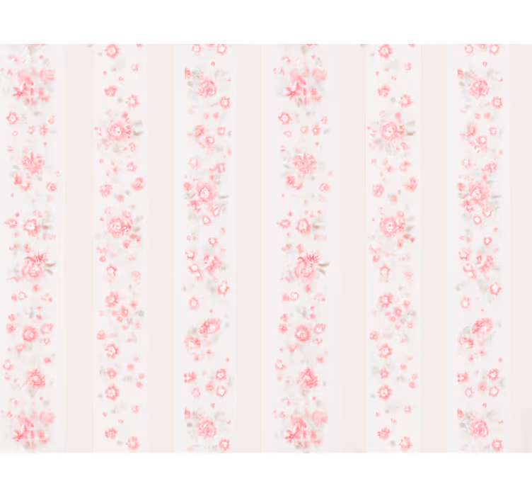Children's wallpaper pink retro floral stripes - TenStickers