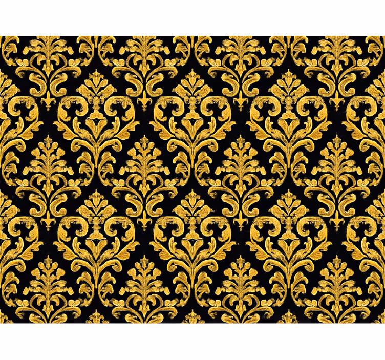 Master bedroom wallpaper gold motif on black - TenStickers