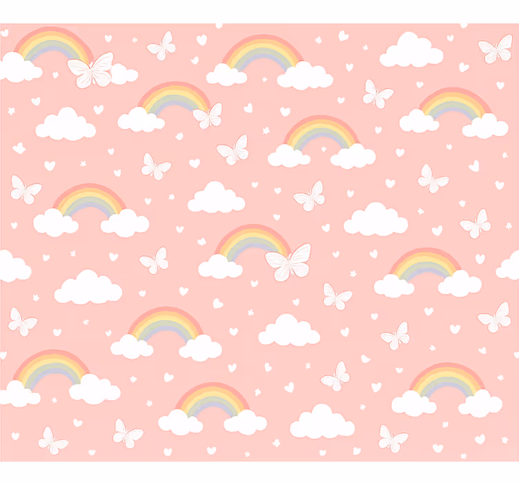 Children's wallpaper pink kids rainbow design - TenStickers