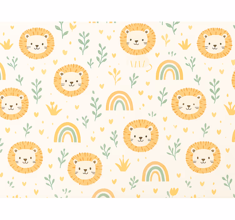 Children's wallpaper kids rainbow and lions design - TenStickers