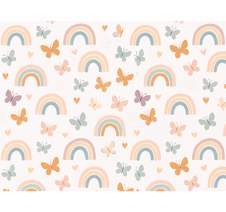 Children's wallpaper cute rainbow design with butterflies - TenStickers