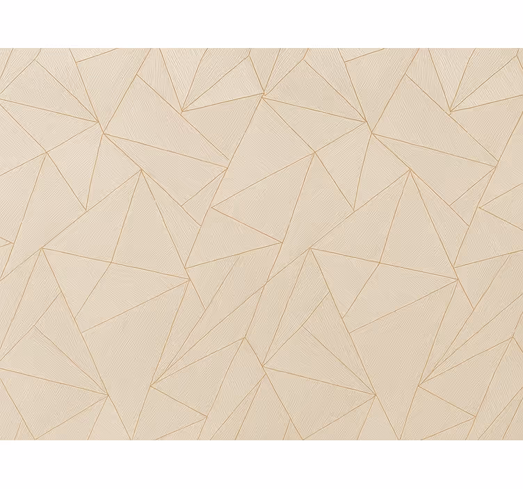 Living area wallpaper wood triangles with gold lines - TenStickers