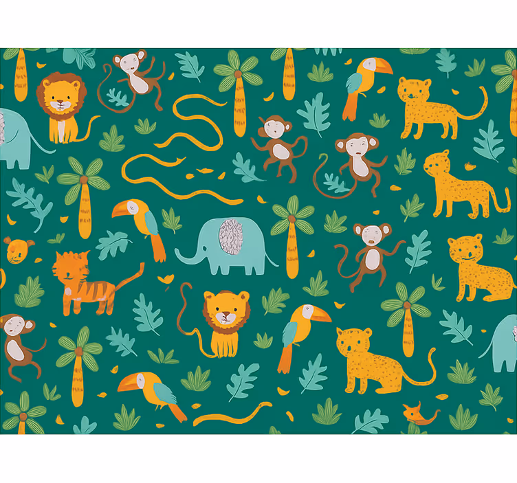 Children's wallpaper cute kids simple jungle design - TenStickers
