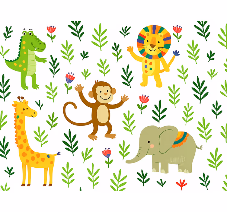 Children's wallpaper cute happy animals - TenStickers