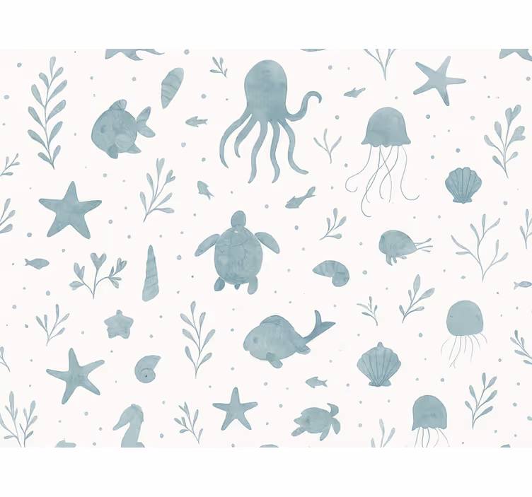 Children's wallpaper in blue and white nautical theme - TenStickers