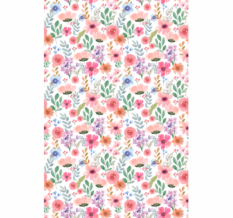 Multicolor flowers wallpaper - TenStickers