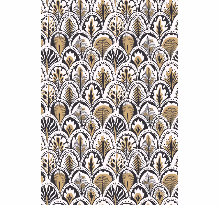 Flowers wallpaper with golden pattern - TenStickers