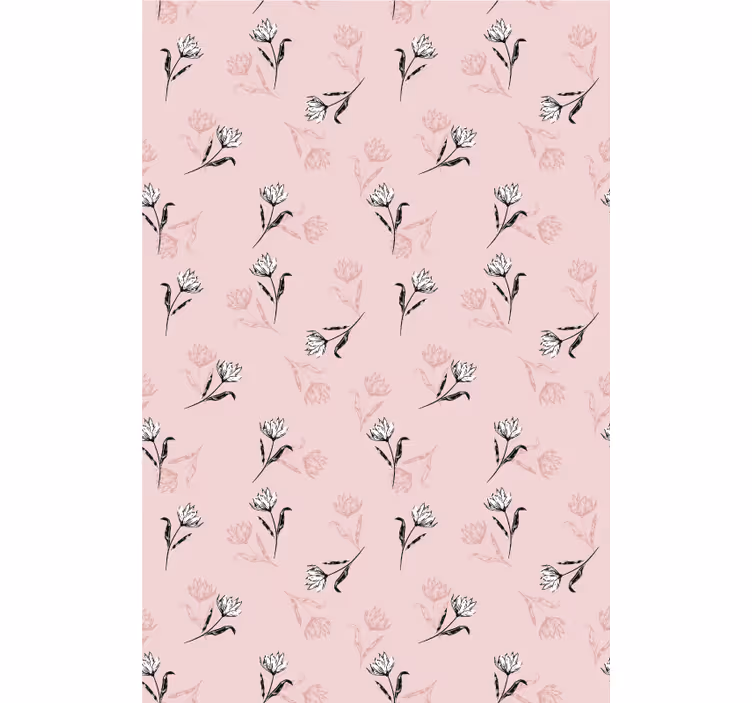 Flowers wallpaper white lilies on pink background - TenStickers