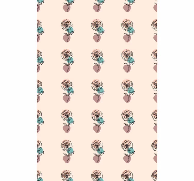 Floral wallpaper daisy flower nature line art design - TenStickers