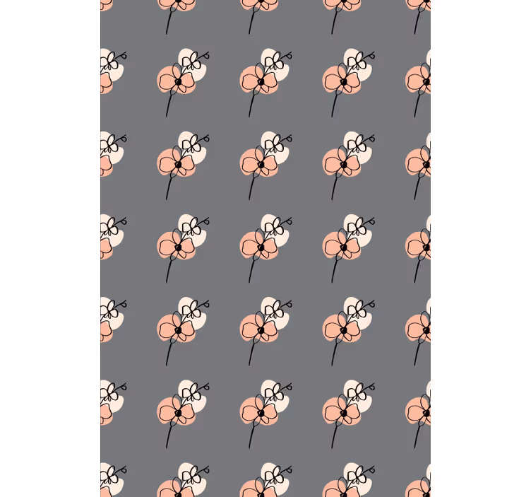 Floral wallpaper with abstract orchid line art - TenStickers