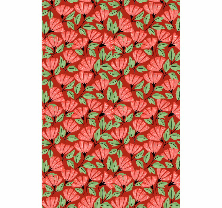Floral wallpaper in vintage red pattern - TenStickers