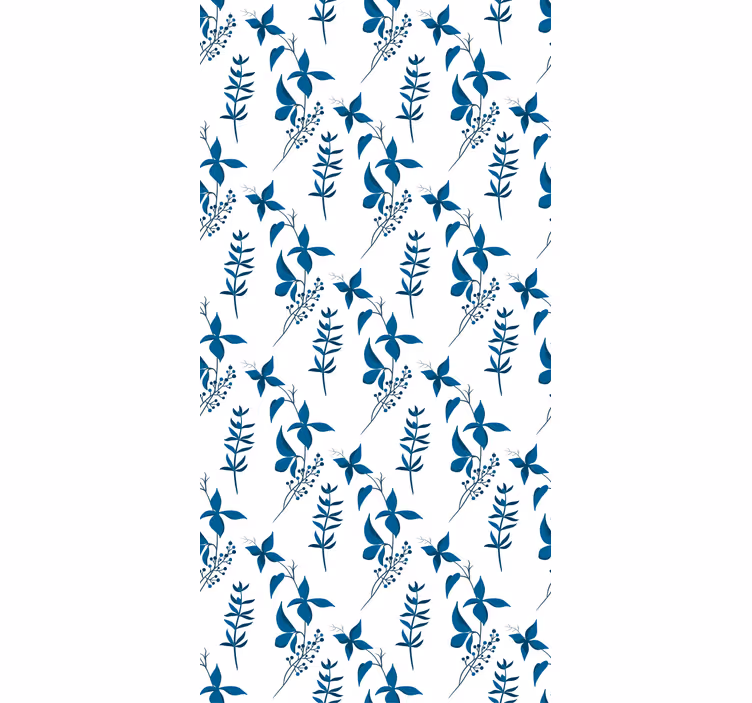 Floral wallpaper with blue flower pattern - TenStickers