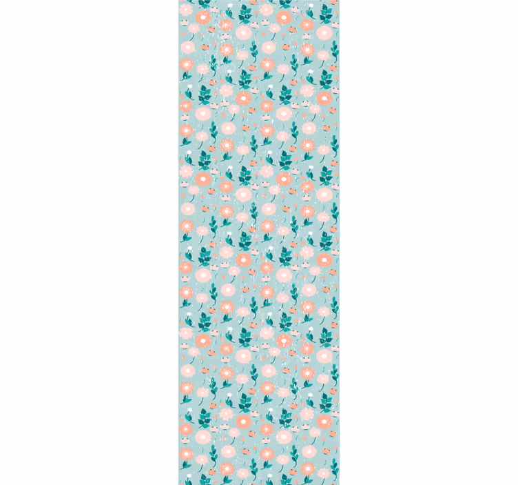 Blue floral shabby chic wall paper in bedroom - TenStickers