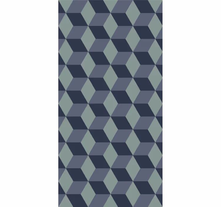 Retro cube pattern in shades of blue wall paper in bedroom - TenStickers