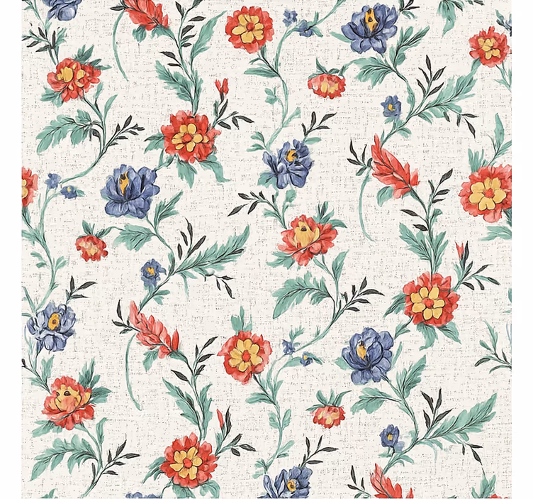 Wall paper in bedroom retro floral design - TenStickers