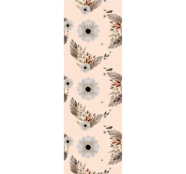 Wall paper in bedroom with pink and black floral pattern - TenStickers