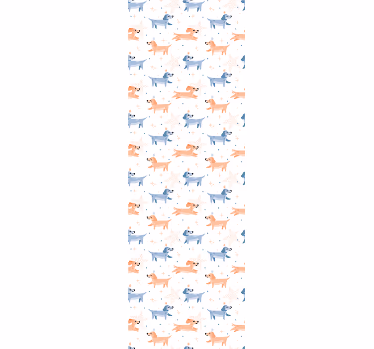 Cute dogs with crown wall paper in bedroom - TenStickers