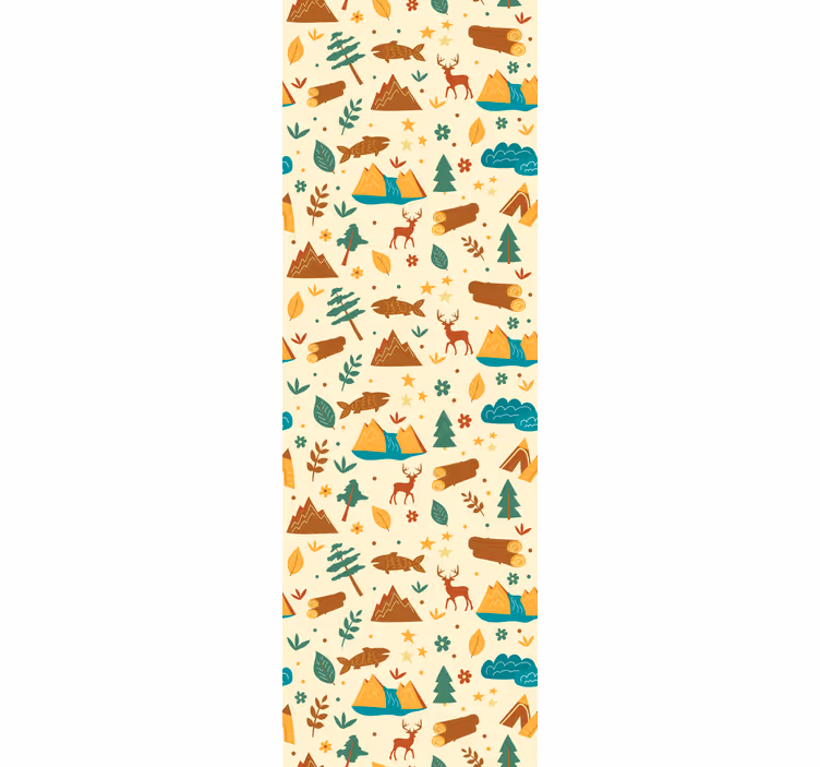 Hand drawn camping adventures wall paper in bedroom - TenStickers