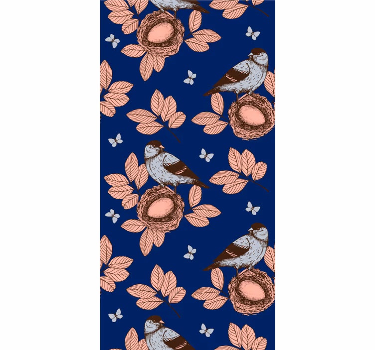 Wall paper in bedroom african style blue bird nest - TenStickers