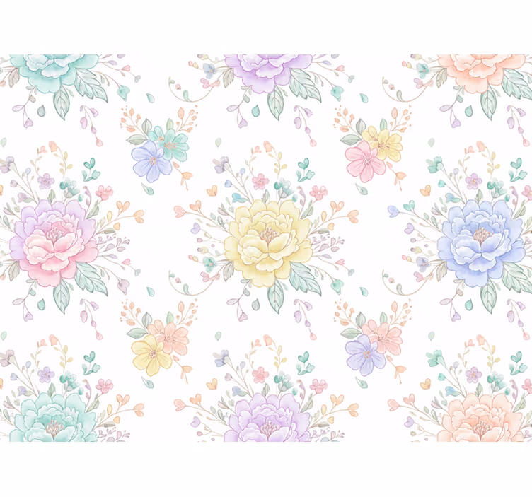 Wallpaper lilac pastel nursery floral design - TenStickers