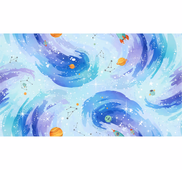 Children's wallpaper in light blue galaxy style - TenStickers