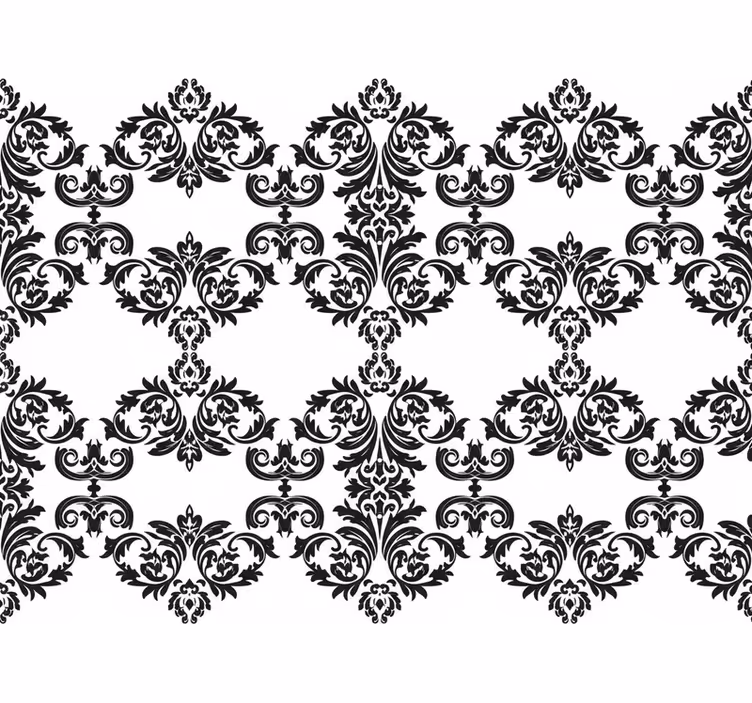 Baroque wallpaper with black damask floral design - TenStickers