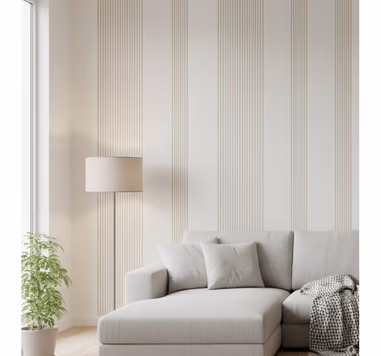 Wallpaper vertically striped minimalist cream design - TenStickers