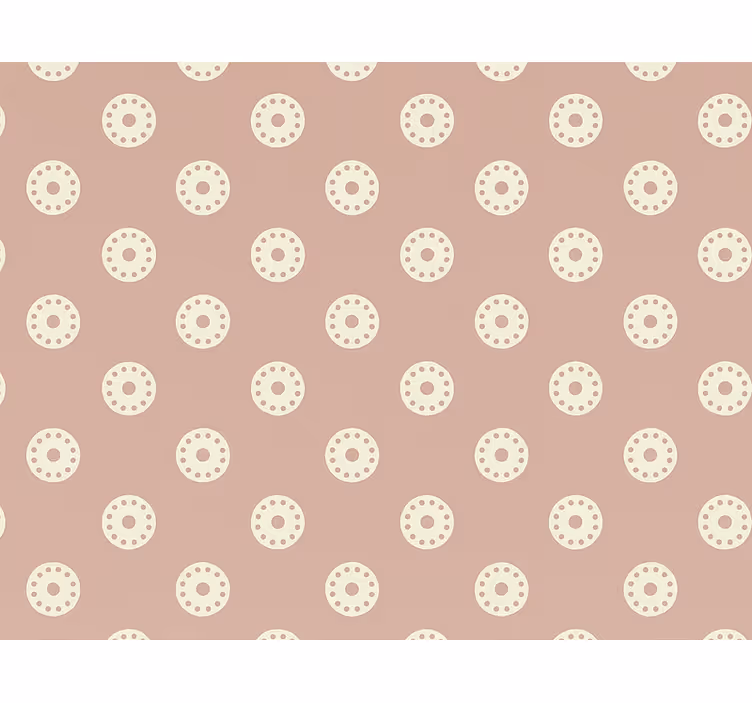 Polka dots wallpaper in dusky pink dotted medallions - TenStickers
