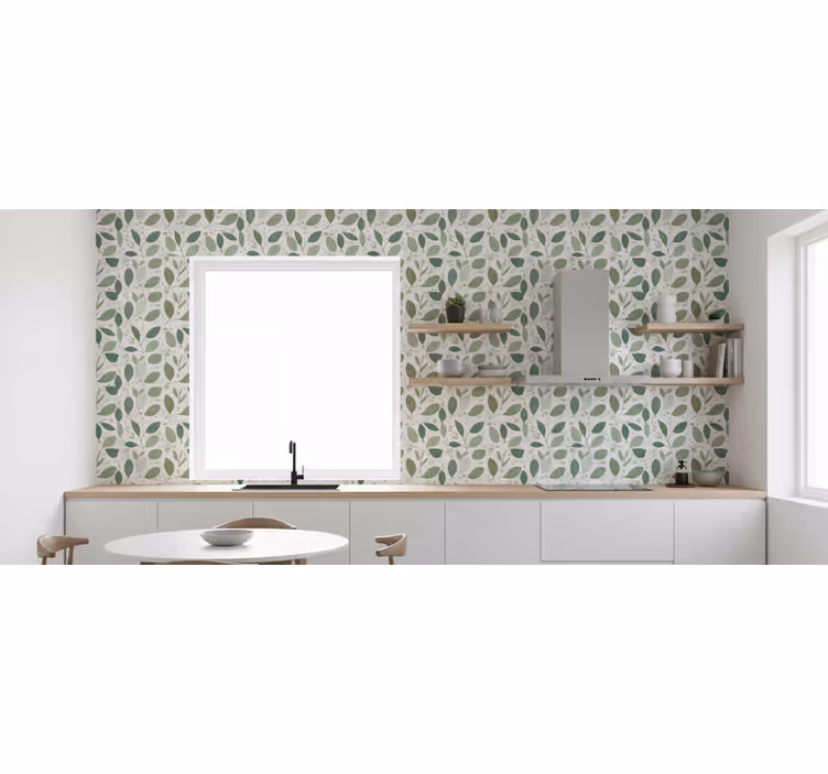 Leaves wallpaper simple leaf pattern - TenStickers