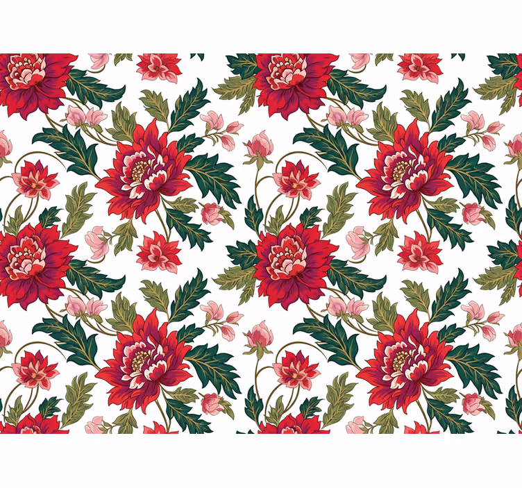 Leaves wallpaper flowerful symphony red - TenStickers
