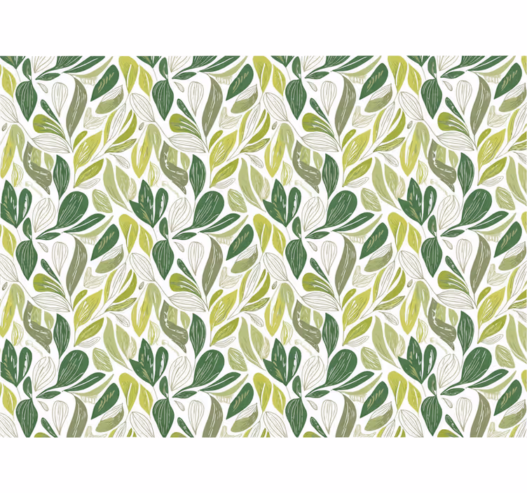 Leaves wallpaper in green and beige design - TenStickers