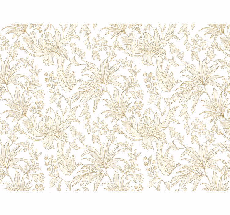 Leaves wallpaper floral beige jungle design - TenStickers