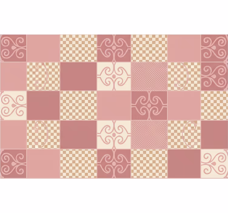 Geometric wallpaper vintage checkered pink design - TenStickers