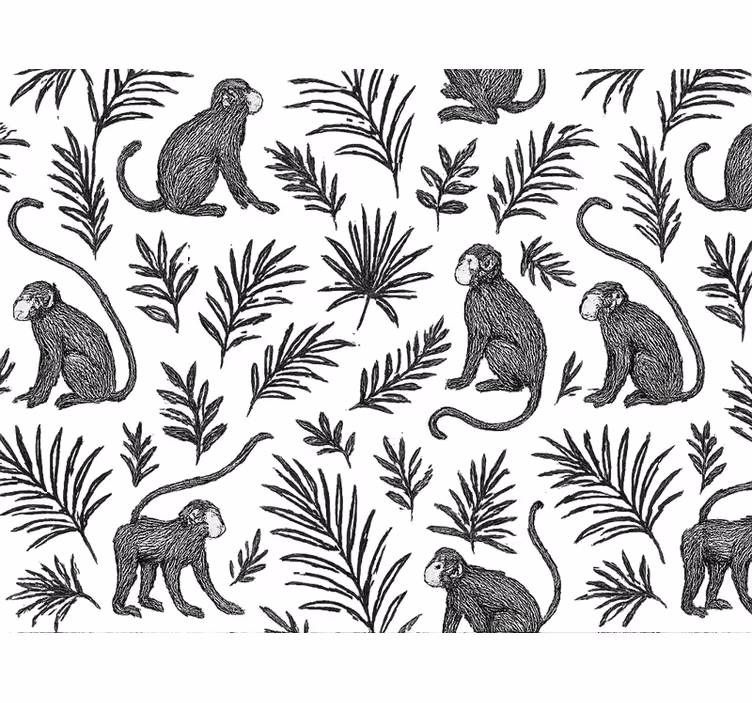 Master bedroom wallpaper black and white monkey print - TenStickers