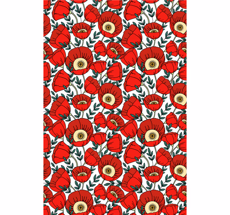 Red wallpaper classic red poppies - TenStickers