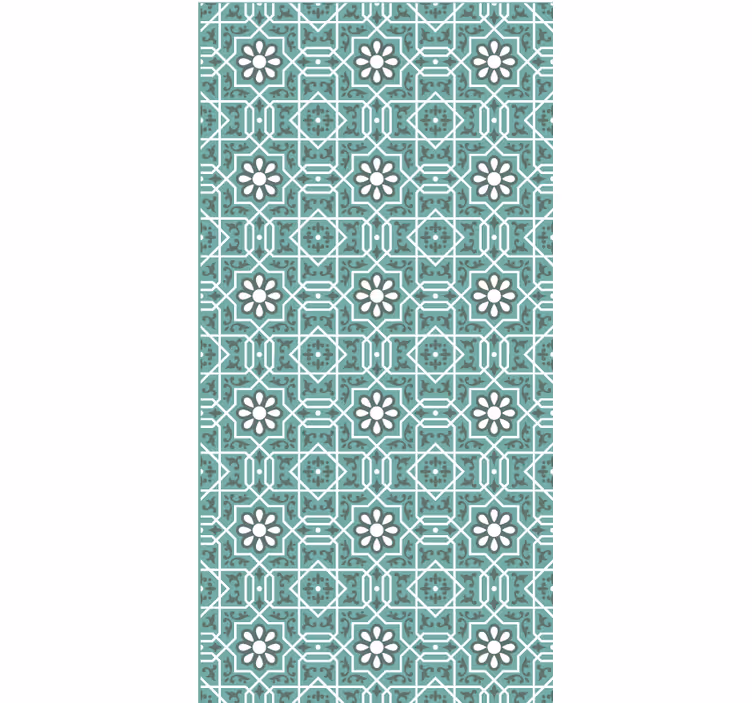 Green wallpaper with floral tile design - TenStickers
