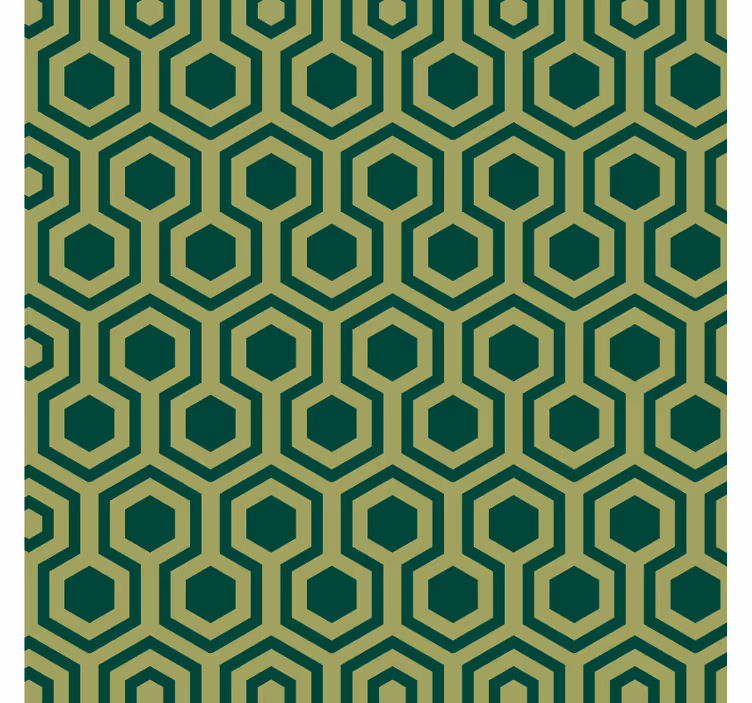 Green wallpaper in vintage green hexagon tiles - TenStickers