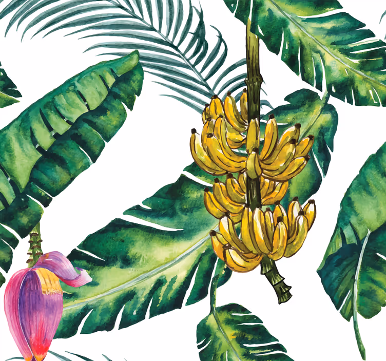 Jungle Wallpaper Banana Leaves - TenStickers