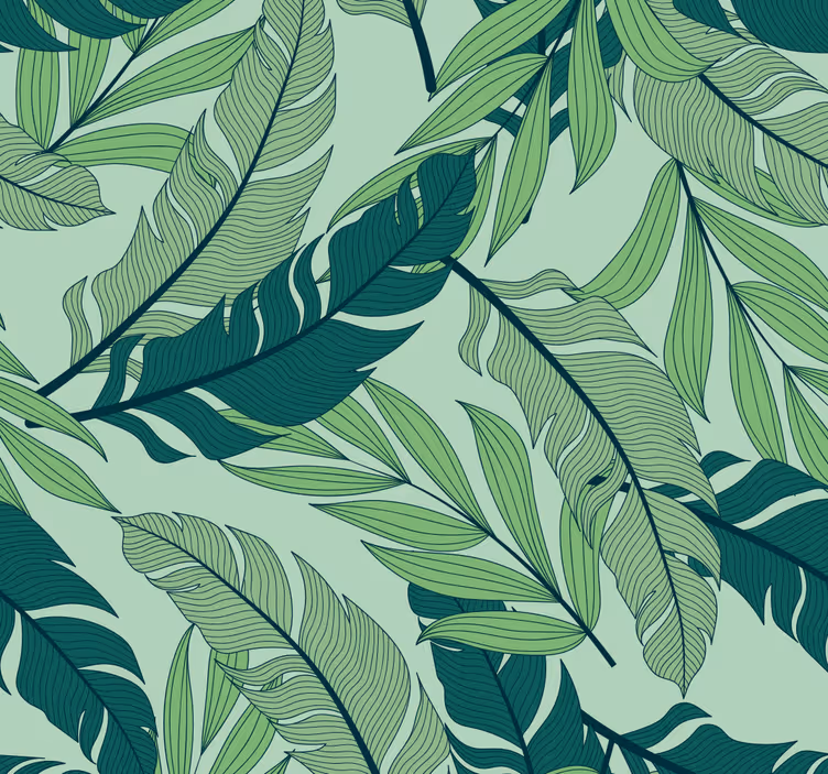 Botanical motif leaves wallpaper - TenStickers