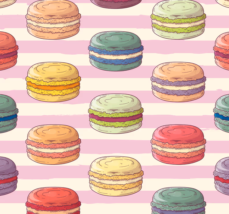 Colorful macarons pattern kitchen wallpaper - TenStickers
