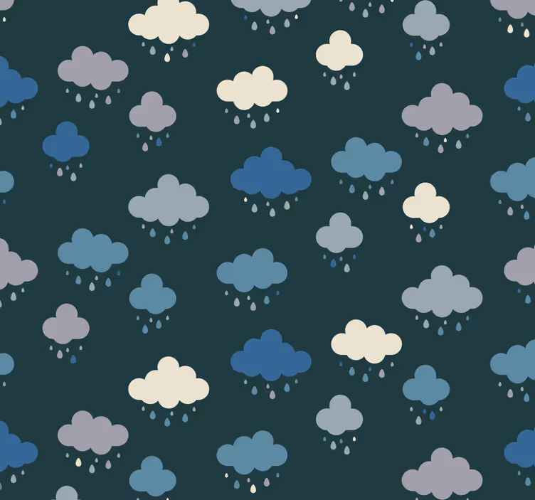 Cloudy Rain Scene nursery wallpaper - TenStickers