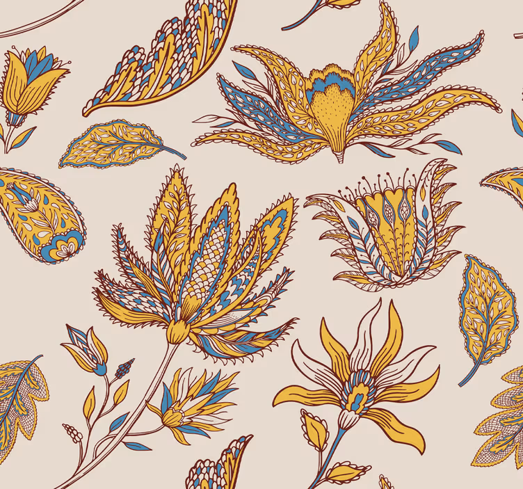 Original organic pattern leaves wallpaper - TenStickers
