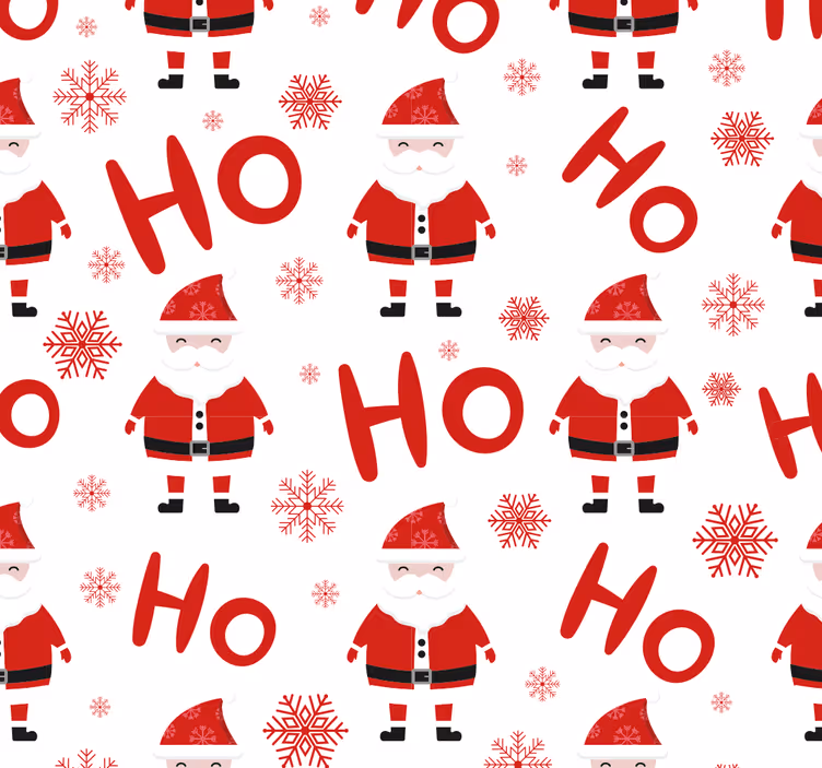 Jolly Santa red pattern holiday christmas wallpaper - TenStickers