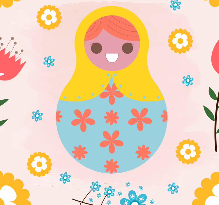 Colorful russian dolls children's wallpaper - TenStickers