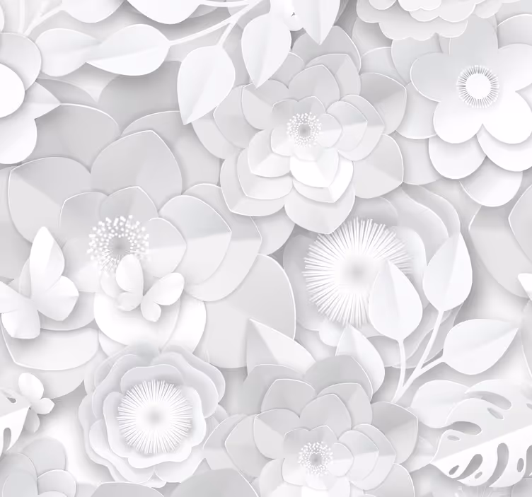 White flowers 3D wallpaper - TenStickers