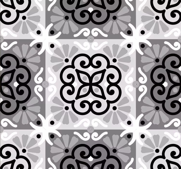 Black ornament Ornamental Wallpaper - TenStickers